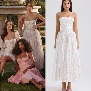 HOUSE OF CB' Ysabella' White Posy Print Cotton Maxi Sundress NWOT